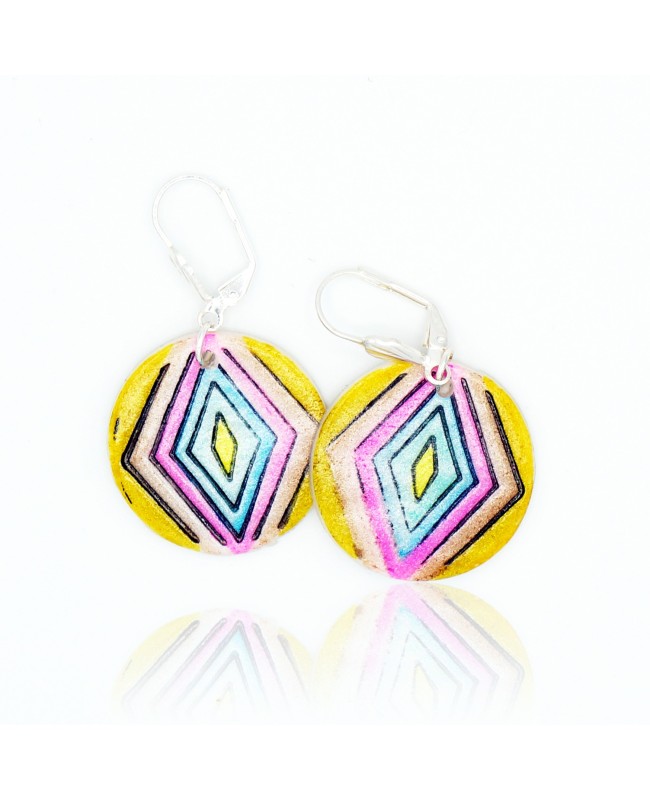 Boucles d'oreilles losanges multicolores