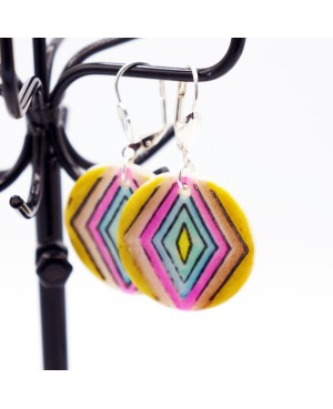Boucles d'oreilles losanges multicolores Boucles d'oreilles artisanales (fait-main)