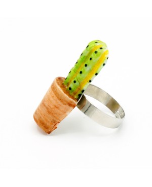 Bague ajustable cactus Bagues gourmandes et en pâte polymère