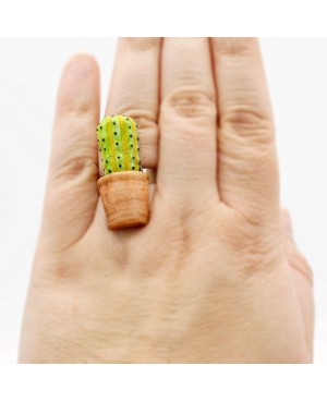 Bague ajustable cactus Bagues gourmandes et en pâte polymère