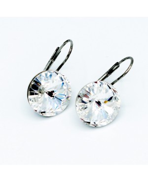Boucles d'oreilles pendantes en cristal et argent Boucles d'oreilles en perles et cristal
