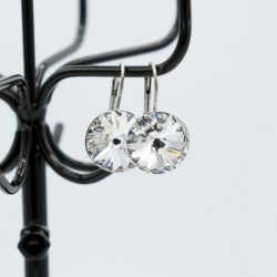 Boucles d'oreilles pendantes en cristal et argent