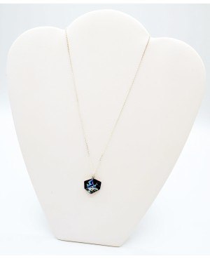 copy of Very small, discreet, oval, black pendant with a silver chain Beaded pendants