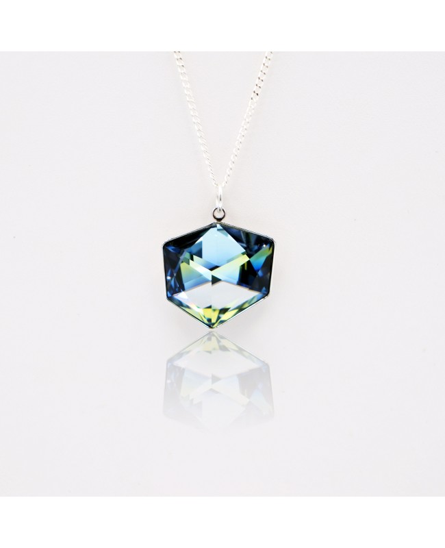 Pendentif impression cube bleu et vert