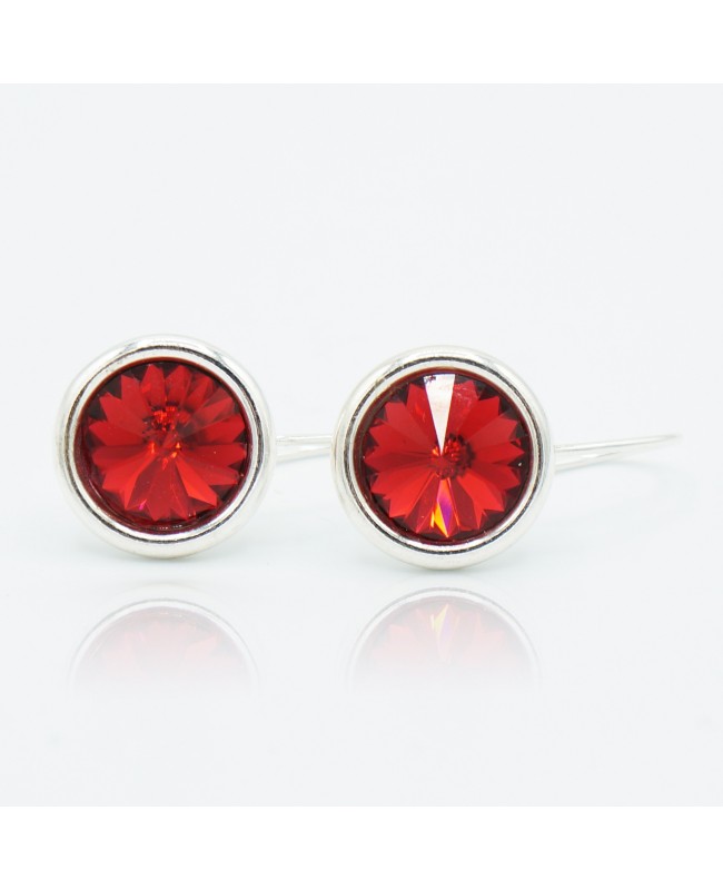 Boucles d'oreilles pendantes en cristal rouge