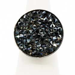 Large black ring with Swarovski crystal top