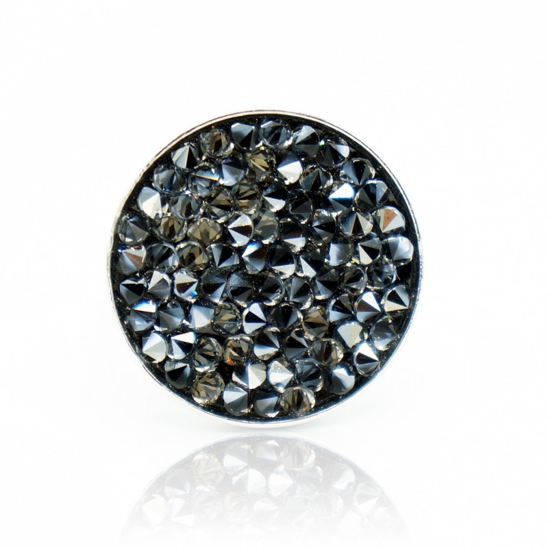 Large black ring with Swarovski crystal top