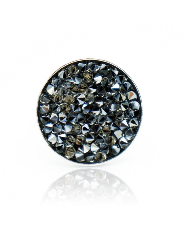 Large black ring with Swarovski crystal top