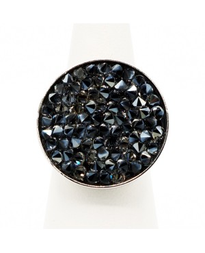 Grande bague noire avec toupies en cristal de Swarovski Bagues fantaisie en perles, cristal et résine