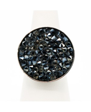 Grande bague noire avec toupies en cristal de Swarovski Bagues fantaisie en perles, cristal et résine