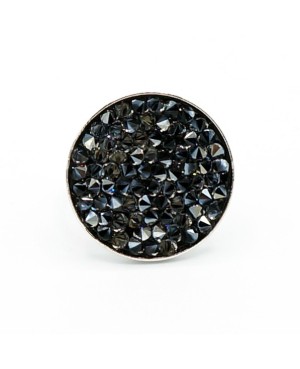 Grande bague noire avec toupies en cristal de Swarovski Bagues fantaisie en perles, cristal et résine