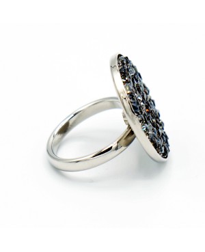 Large black ring with Swarovski crystal top Bead and Swarovski crystal rings