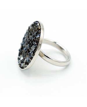 Grande bague noire avec toupies en cristal de Swarovski Bagues fantaisie en perles, cristal et résine