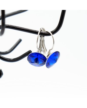 Boucles d'oreilles pendantes en cristal bleu Boucles d'oreilles en perles et cristal
