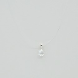 copy of Very small, discreet, oval, black pendant with a silver chain