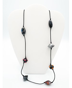 Sautoir gris avec perles faites main Sautoirs ou colliers longs