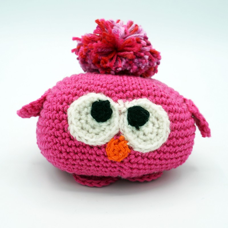 The pink crocheted owl