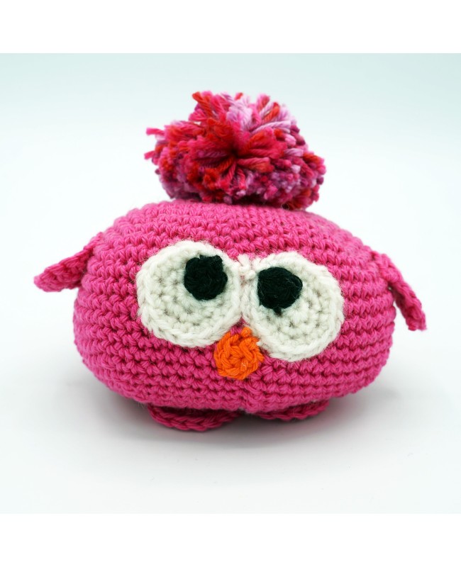 The pink crocheted owl