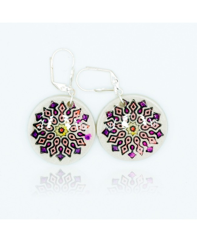 Boucles d'oreilles mandalas roses et violets