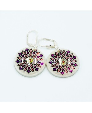 Boucles d'oreilles mandalas roses et violets Boucles d'oreilles artisanales (fait-main)