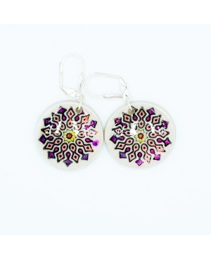 Boucles d'oreilles mandalas roses et violets Boucles d'oreilles artisanales (fait-main)