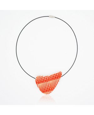 White pendant with red polka dots and a 3D effect Polymer clay pendants