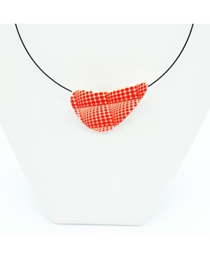 White pendant with red polka dots and a 3D effect Polymer clay pendants