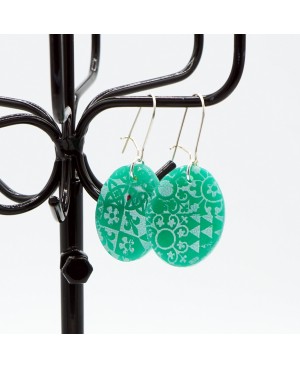 Turquoise and white azulejo earrings Handcrafted earrings