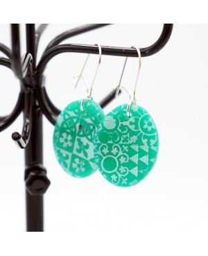 Turquoise and white azulejo earrings Handcrafted earrings