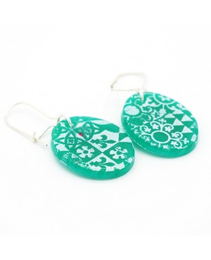 Boucles d'oreilles turquoises et blanches azulejos Boucles d'oreilles artisanales (fait-main)