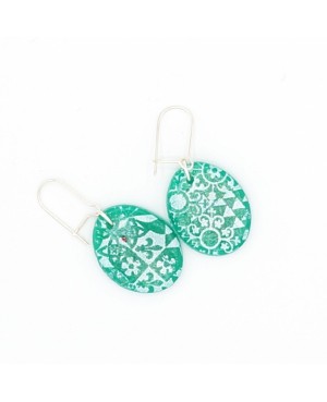 Turquoise and white azulejo earrings Handcrafted earrings