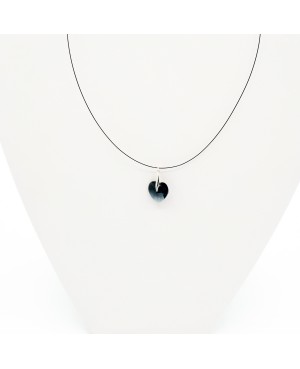 Pendentif coeur noir transparent avec cordon en fil câblé noir Pendentifs coeur