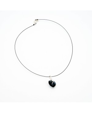 Transparent black heart pendant with black wire cord Heart pendants