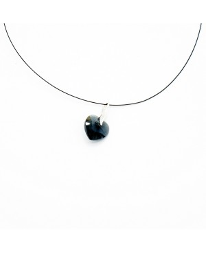 Pendentif coeur noir transparent avec cordon en fil câblé noir Pendentifs coeur