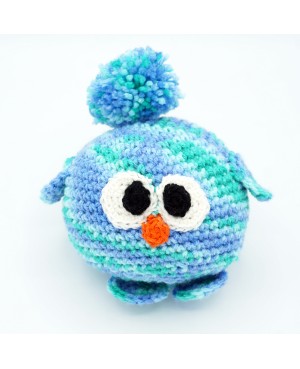 Le Nibou bleu et vert réalisé au crochet Doudous et amigurumis