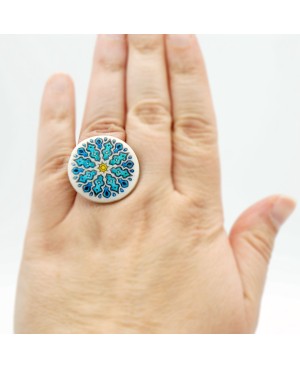 copy of Bague mandala orange, jaune, violette et rose Quirky and polymer clay rings