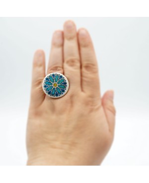 Bague mandala bleue Bagues gourmandes et en pâte polymère