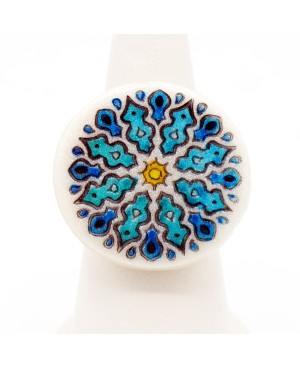 Bague mandala bleue Bagues gourmandes et en pâte polymère