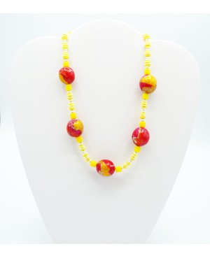 Collier ras-le-cou jaune, rouge et blanc Choker necklaces