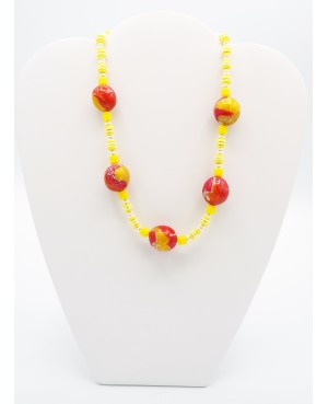 Collier court jaune, rouge et blanc Colliers ras-le-cou