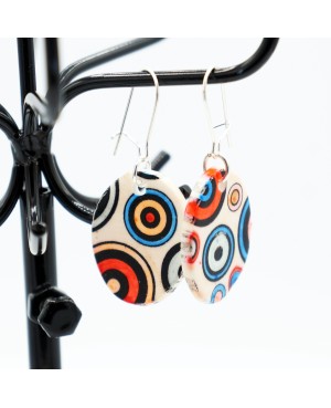 Boucles d'oreilles cercles multicolores Boucles d'oreilles artisanales (fait-main)
