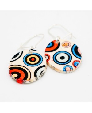 Boucles d'oreilles cercles multicolores Boucles d'oreilles artisanales (fait-main)