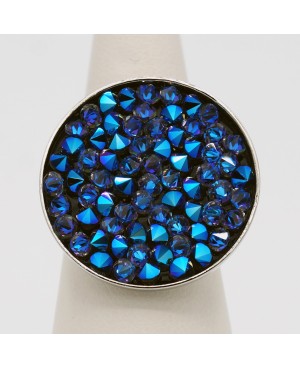 Grande bague bleue avec toupies en cristal de Swarovski Bagues fantaisie en perles, cristal et résine