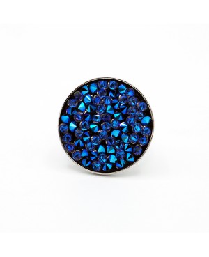 Grande bague bleue avec toupies en cristal de Swarovski Bagues fantaisie en perles, cristal et résine