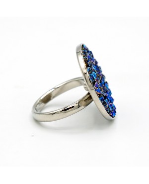Grande bague bleue avec toupies en cristal de Swarovski Bagues fantaisie en perles, cristal et résine