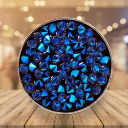 Grande bague bleue avec toupies en cristal de Swarovski