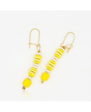 Yellow and white earrings Handcrafted earrings