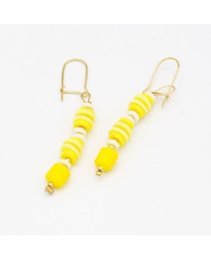 Yellow and white earrings Handcrafted earrings