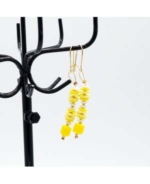 Yellow and white earrings Handcrafted earrings