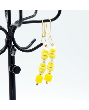 Yellow and white earrings Handcrafted earrings